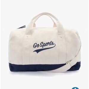 Favorite Daughter Cream and Navy Gym Duffle
